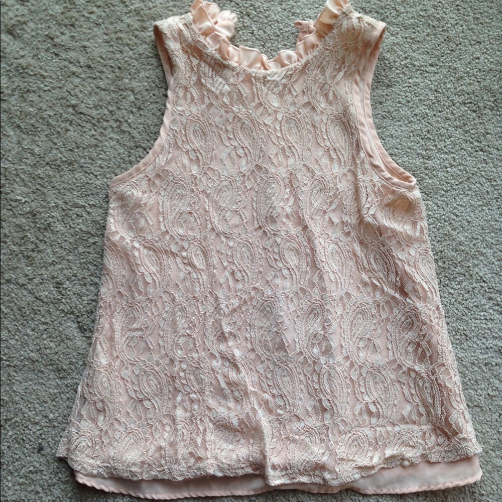 Light Pink High Neck Lace Top!
